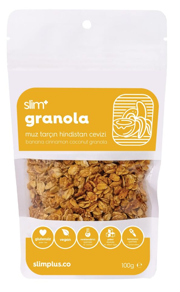 5 Paket Muz Tarçın Hindistan Cevizi Glutensiz İlave Şekersiz Vegan Granola 100gr