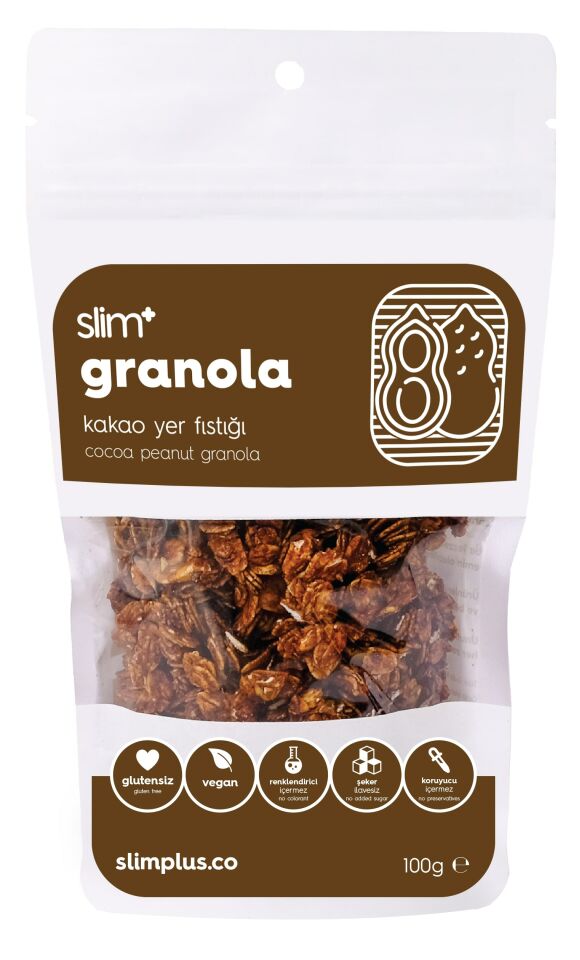 5 Paket Kakao Yer Fıstığı Glutensiz İlave Şekersiz Vegan Granola 100gr