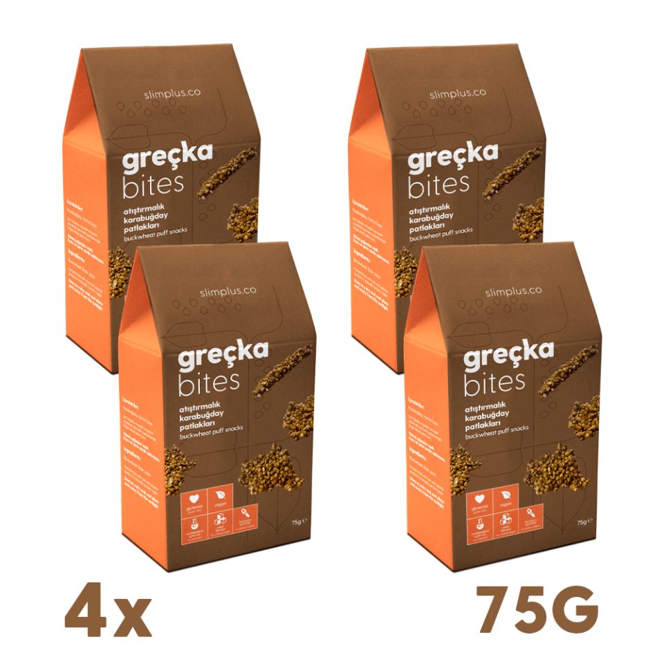 4 Paket Glutensiz Vegan Greçka Bites Atıştırmalık Kakaolu Karabuğday Lokmaları 75G