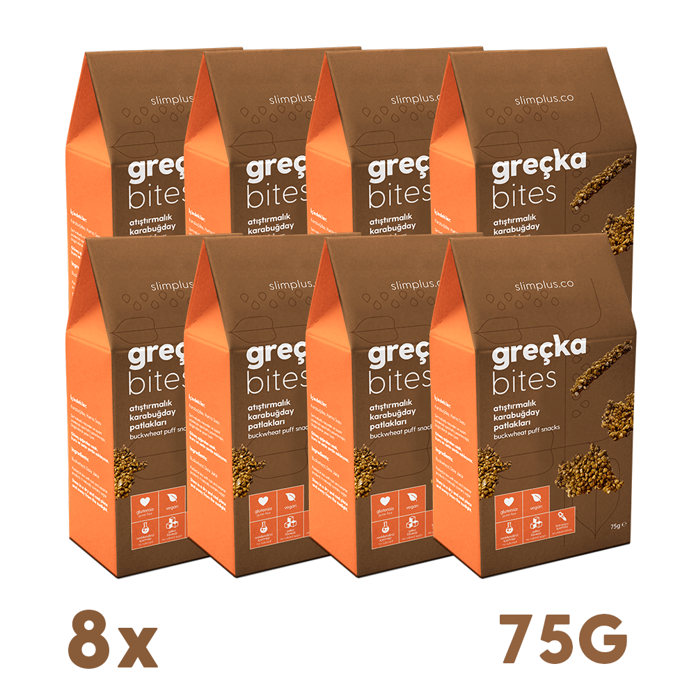 8 Paket Glutensiz Vegan Greçka Bites Atıştırmalık Karabuğday Lokmaları 75G