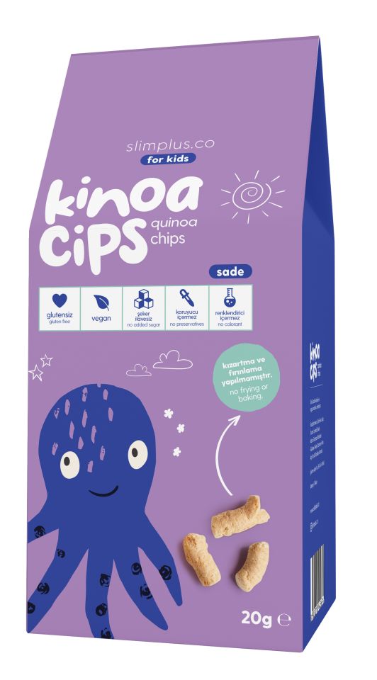 5 Paket 20G Sade Kinoa Cipsi for Kids Glutensiz Vegan Yağsız Cips Çocuklara Özel Ambalaj Bebek Ahtapot