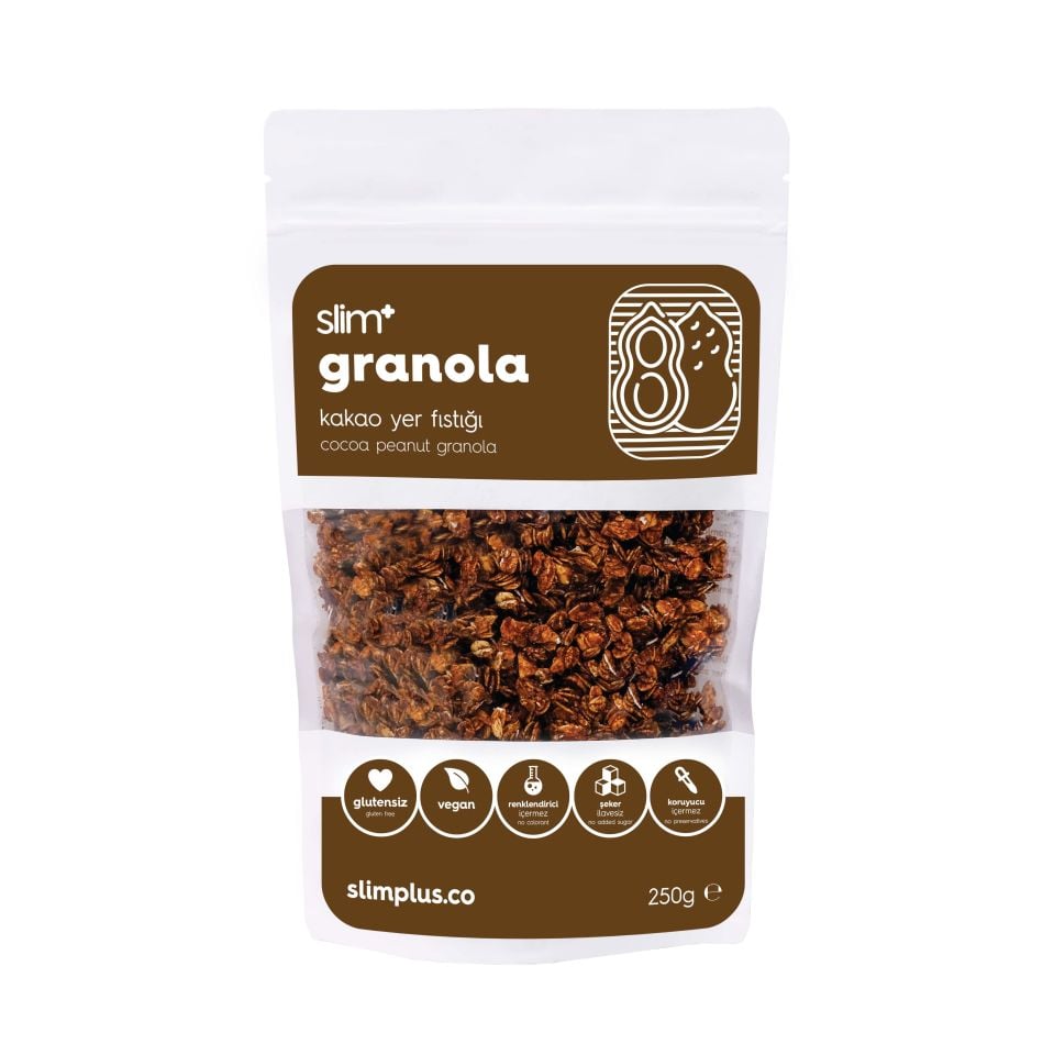 Kakao Yer Fıstığı Glutensiz İlave Şekersiz Vegan Granola 250gr