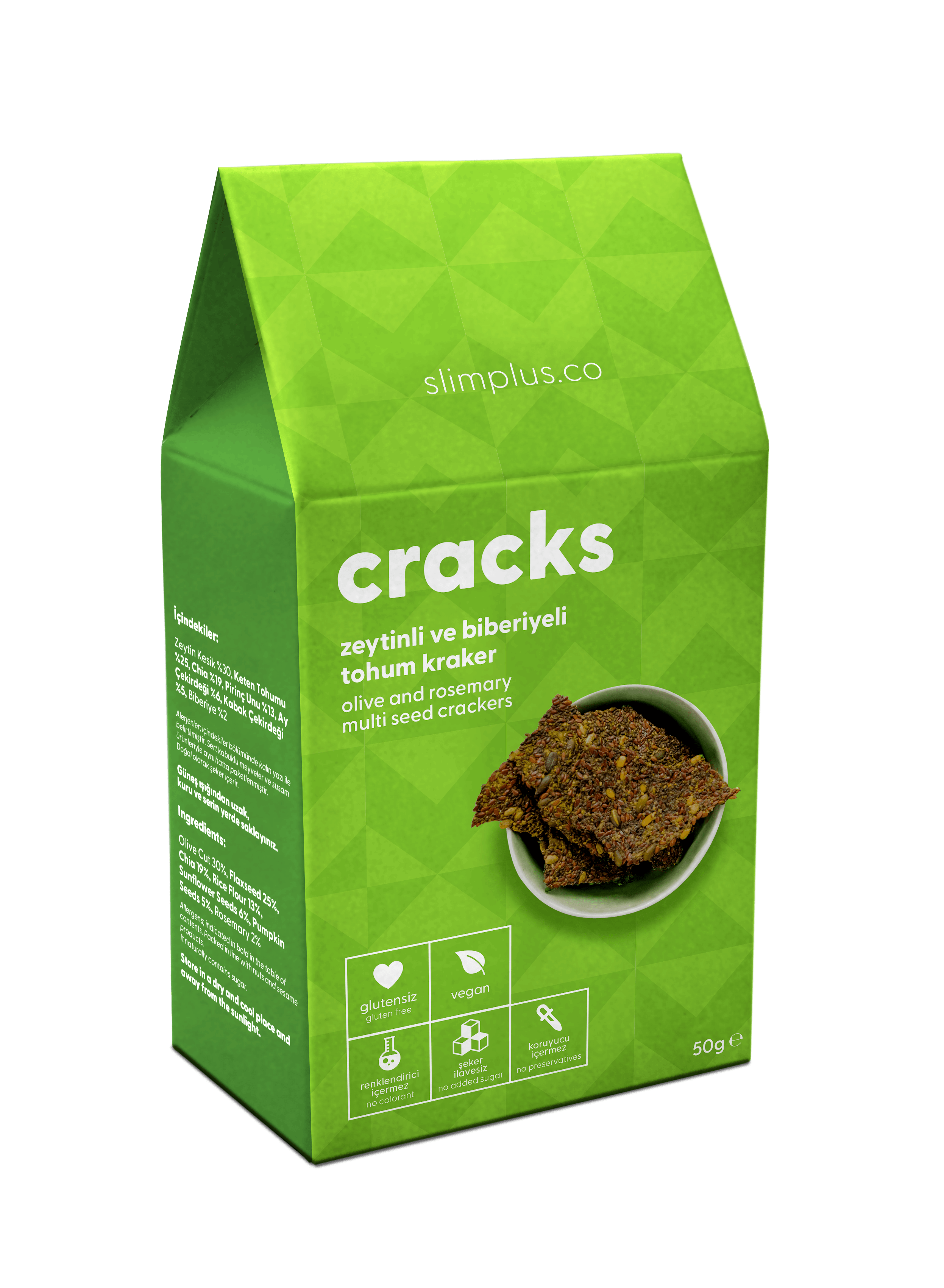 Zeytin Biberiyeli Glutensiz Vegan Tohum Kraker Cracks 50gr