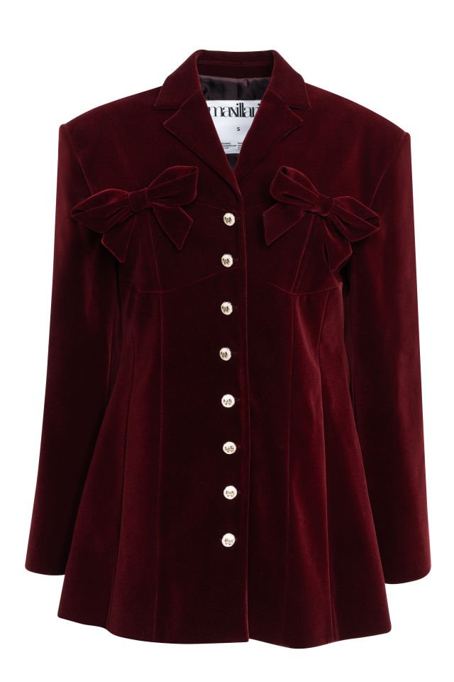 Burgundy Jacket Dress with bow detail