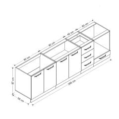 Minar 285 Cm Mutfak Dolabı Beyaz Dore 285-D6-Alt Modül