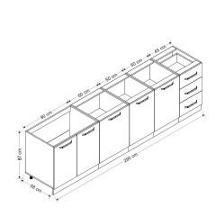 Minar 295 Cm Mutfak Dolabı Beyaz Dore 295-D1-Alt Modül