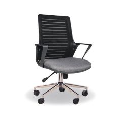 Ary Gri Siyah Fileli Çalışma Koltuğu Krom Ayak