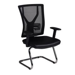 D-54 Misafir Koltuğu Oturak Siyah Deri Sırt Siyah File