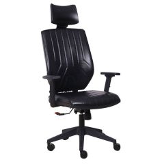 Fusion Siyah Deri Yönetici Koltuğu Konik Ayak