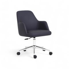 Case Antrasit Deri Ofis Çalışma Koltuğu Krom Ayak