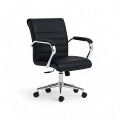 Anfibi Siyah Deri Ofis Çalışma Koltuğu