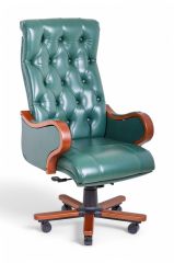 Noir Chester Yeşil Deri Yönetici Koltuğu