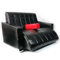 Jaws Siyah Deri Ofis Kanepesi