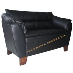 Roza Siyah Deri Ofis Kanepesi