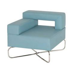 Boston Mavi Deri Tekli Ofis Kanepesi