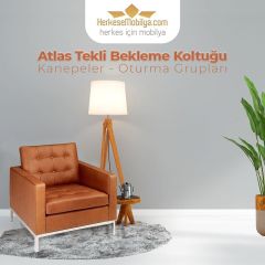 Atlas Kahverengi Deri Tekli Ofis Kanepesi