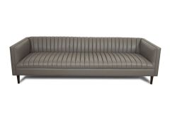 Camila Gri Deri Üçlü Ofis Kanepesi