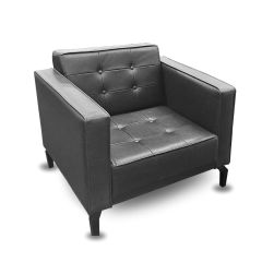 Manhattan Siyah Deri Tekli Kanepe