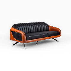 Holly Kahverengi & Siyah Deri Üçlü Kanepe