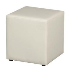 Square Beyaz Deri Puf