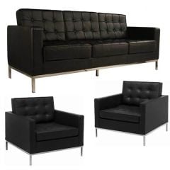 Terra Siyah Deri Ofis Kanepesi