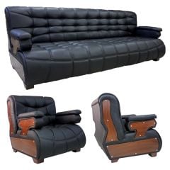 Jaguar Siyah Deri Ofis Kanepesi