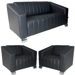 Liya Siyah Deri Ofis Kanepesi