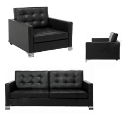 J-1000 Siyah Deri Ofis Kanepesi