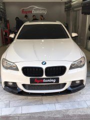 BMW F10 Lip, 2010 2017, Tampon Ön Ek Flaplı, 3 parça, MTech Uyumlu, Parlak Siyah, Piano Black
