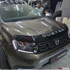 Dacia Duster 2 Kaput Rüzgarlığı Piano Black, 2018 2021, Kaput Koruyucu Maske, Parlak siyah