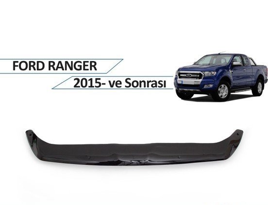 Ford Ranger Kaput Rüzgarlığı Piano Black, T7 Uyumlu 2015+, Parlak Ön Kaput Maskesi