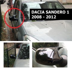 Dacia Sandero 1 Yarasa Ayna Kapak, Parlak Siyah, 2008 2012, Piano Black, Yapıştırma