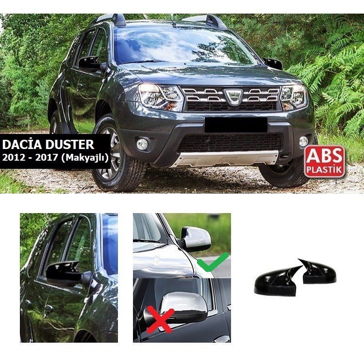 Dacia Duster 1 Makyajlı Kasa Yarasa Ayna Kapak, Duster 2012-2017 Batman Ayna Kapağı, Piano Black