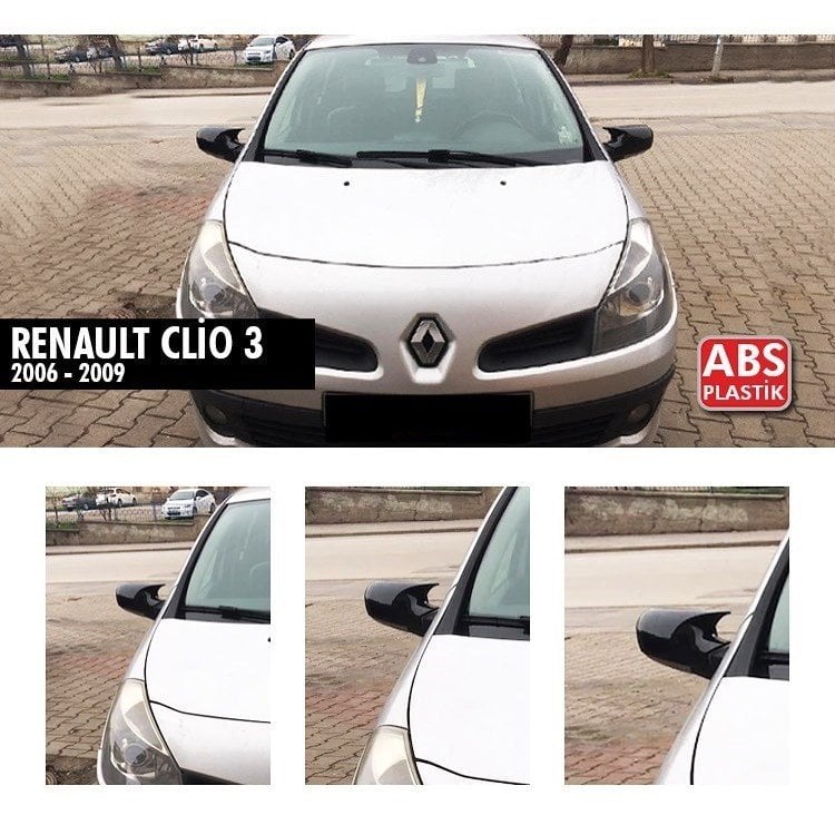 Renault Clio 3 Yarasa Ayna Kapak Parlak Siyah Abs Plastik, Piano Black Yapıştırma