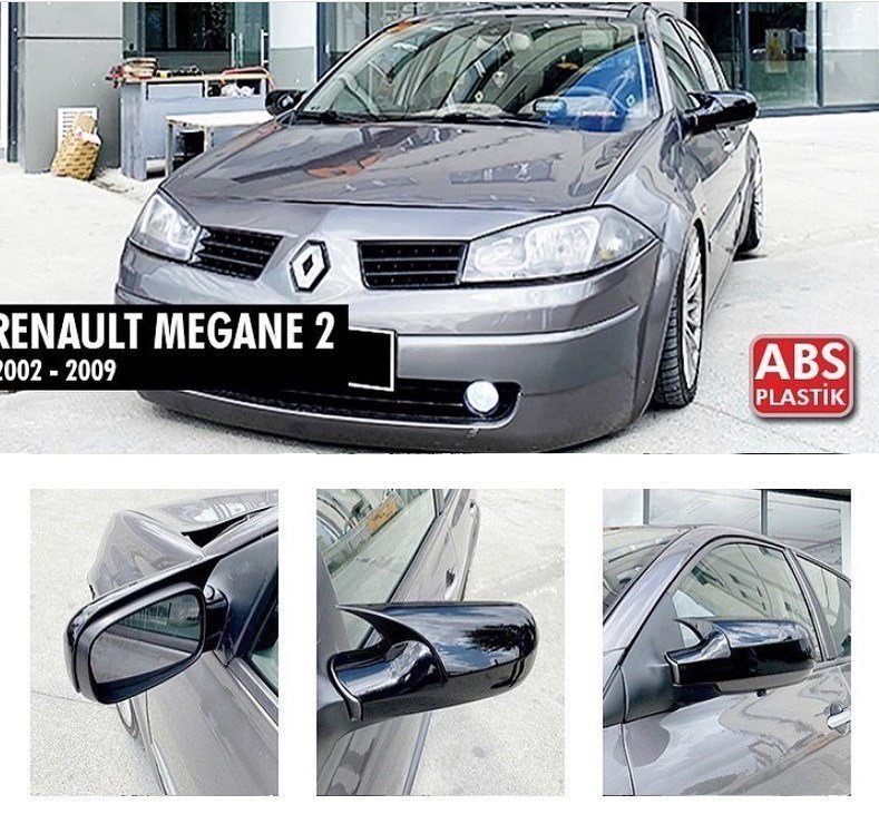 Renault Megane 2 Yarasa Ayna Kapağı Parlak Siyah Abs Plastik, Yapıştırma, Piano Black