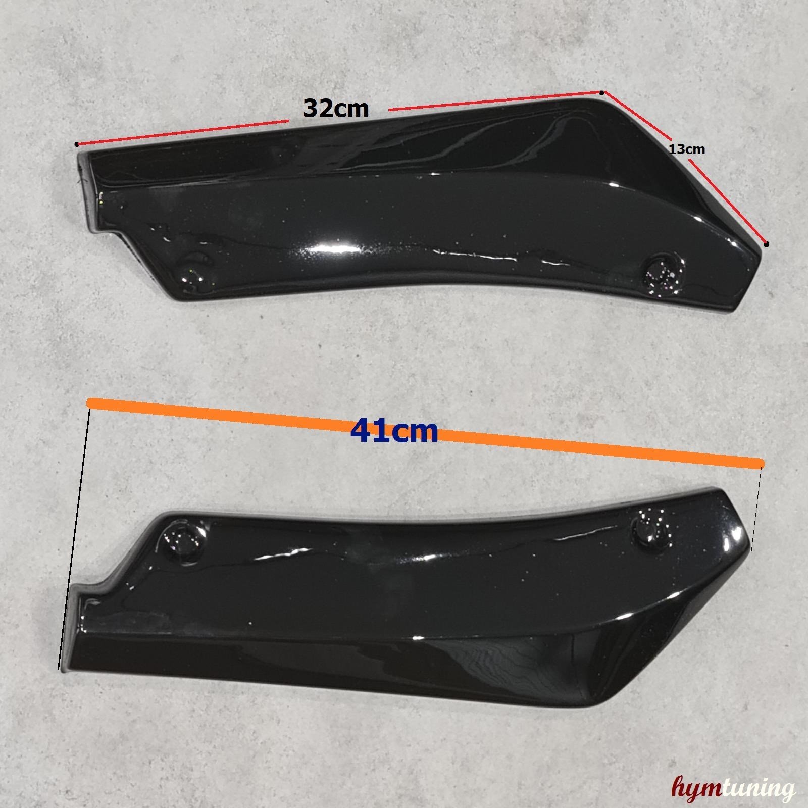 Universal Arka Tampon Flap Seti , Kısa Tampon Başlığı Piano Black, Parlak Siyah ABS Plastik Sağ+Sol