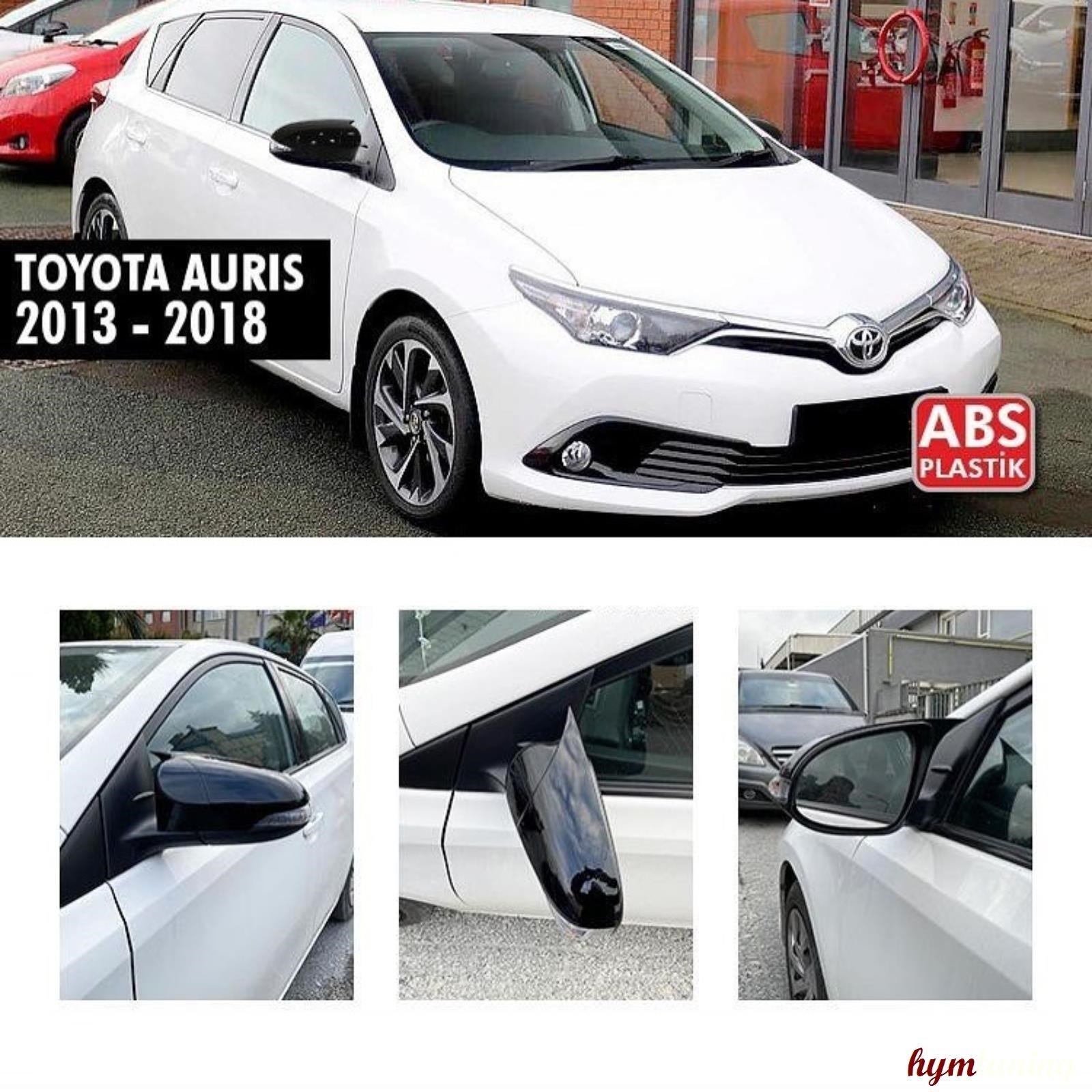 Toyota Auris Yarasa Ayna Kapağı, 2013-2018, Piano Black, Parlak Siyah Yapıştırma, ABS Plastik