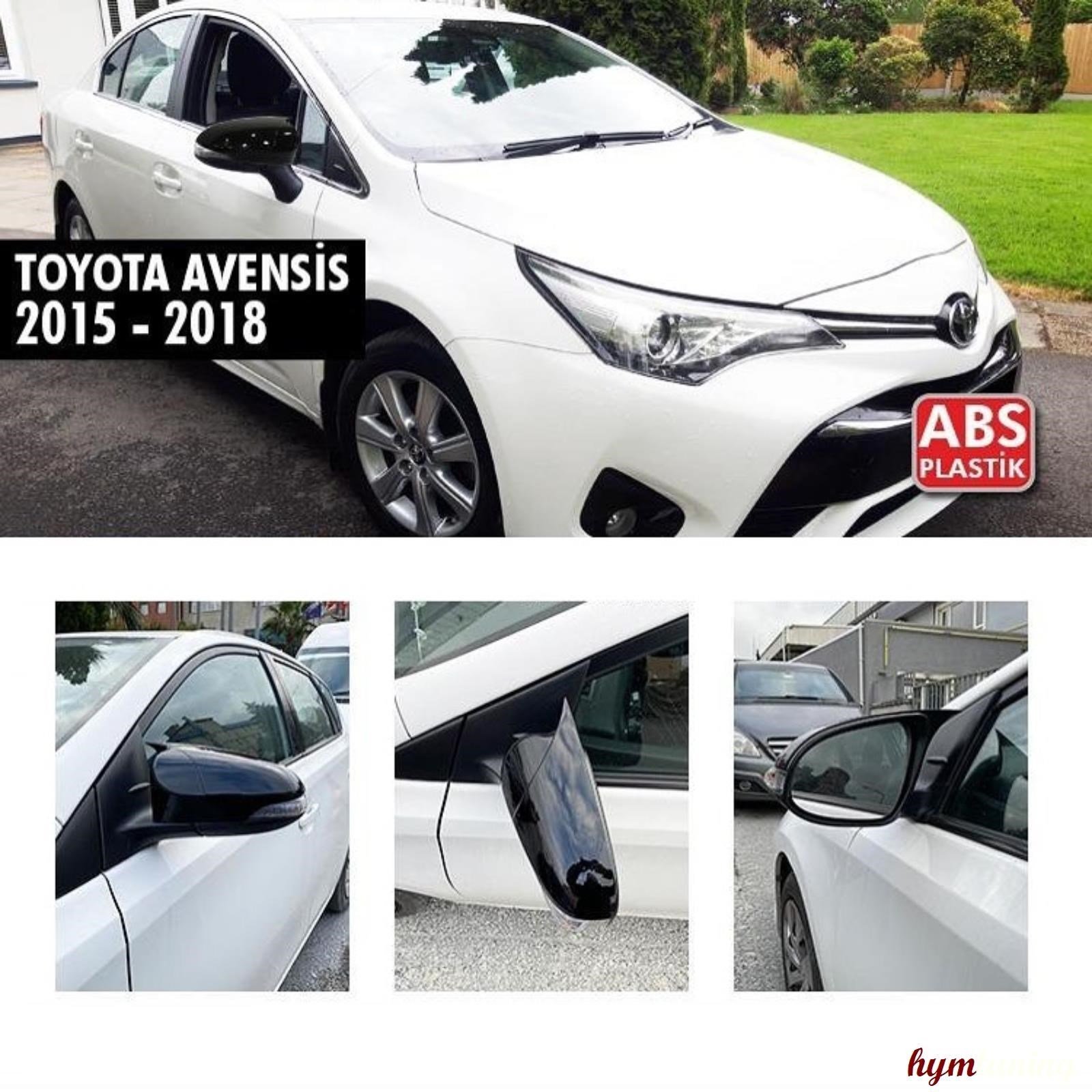 Toyota Avensis Yarasa Ayna Kapağı, 2015 2018, Piano Black, Yapıştırma ABS Plastik Parlak Siyah