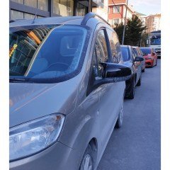 Ford Courier Yarasa Ayna Kapak, 2014 2017, Makyajsız Kasa, Parlak Siyah, ABS PLastik Batman Kapak