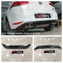 Volkswagen Golf 7 R Difüzör 2013 - 2017 normal tampon uyumlu Parlak Siyah, ABS Plastik