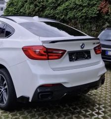 BMW X6 F16 Arka Difüzör + Flap M Tech Uyumlu, Boyasız 3 Parça Arka Tampon Eki
