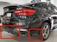 BMW X6 F16 Arka Difüzör + Flap M Tech Uyumlu, Boyasız 3 Parça Arka Tampon Eki