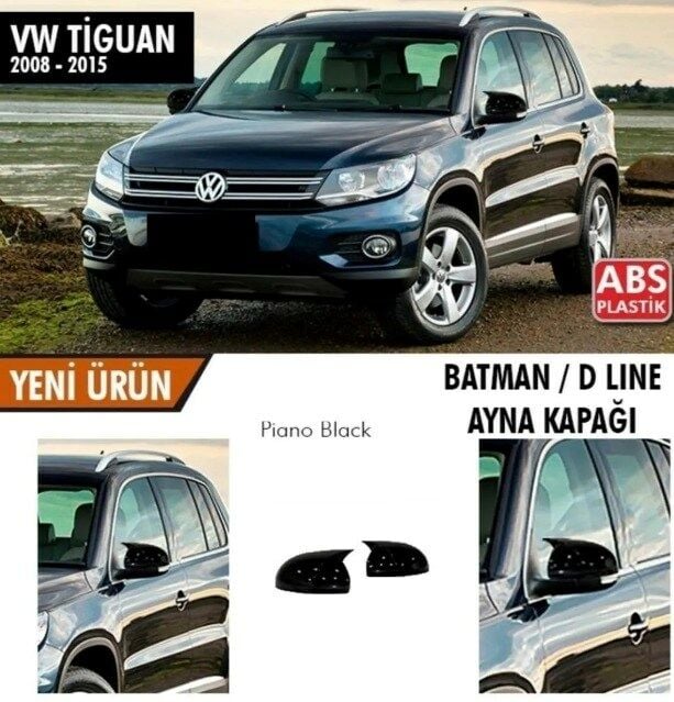 Volkswagen TİGUAN 2008-2015 arası uyumlu mk1 Yarasa Ayna Kapağı Parlak Siyah