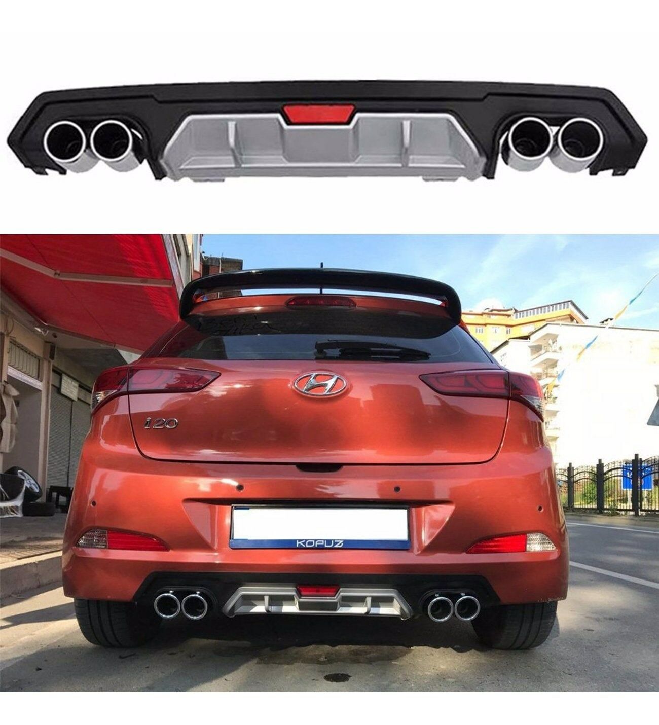 Hyundai İ20 2014-2018 Çift Egzoz Difüzör
