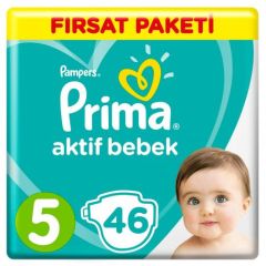 Prima Aktif Bebek Bezi 5 Beden Junior 46lı Fırsat Paketi