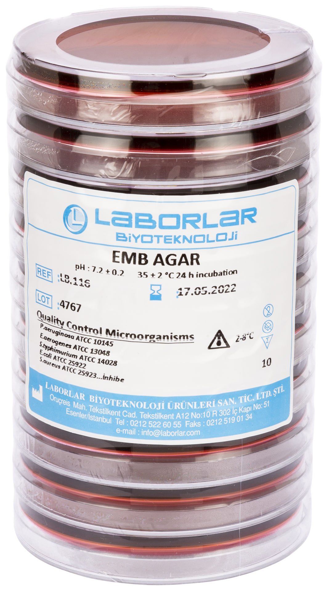 LB.116 - EMB AGAR  - 50x90mm - Hazır Besiyeri