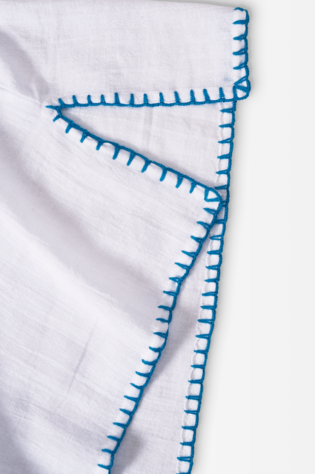 Şile Bezi Bluz El İşi Örme Aksesuarlı Yonca Model Beyaz