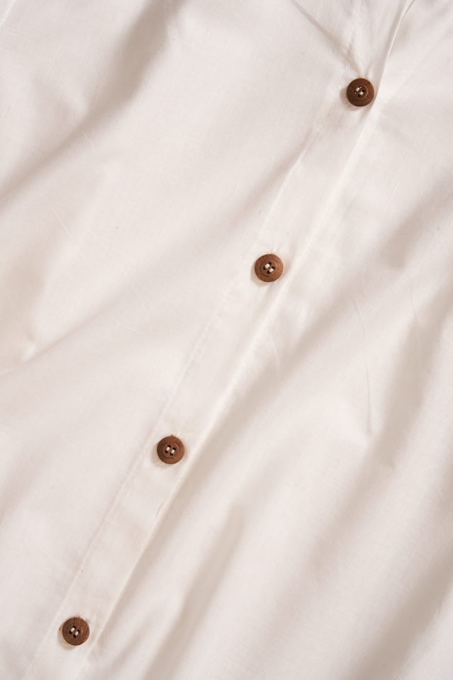 Vual Kapişonlu Yazlık Gömlek Elbise Kirli Beyaz