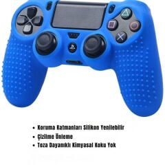 Cosmostech PS4 Controller Joystick Oyun Kolu Gamepad Uyumlu - Silikon Koruyucu Cover Mavi