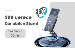 Cosmostech Telefon ve Tablet Tutucu 360° Hareketli Dönen, Katlanabilir Metal Alüminyum Masaüstü Stand